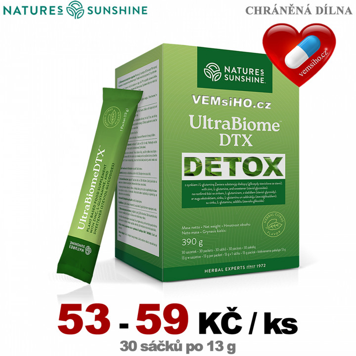 Nature's Sunshine UltraBiome DTX | PATENTOVANÁ SMĚS VLÁKNINY, OVOCE, ZELENINY | 30 sáčků po 13 g ❤ VEMsiHO.cz ❤ 100% Přírodní doplňky stravy, kosmetika, esenciální oleje