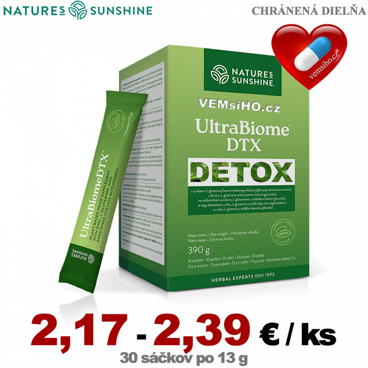 Nature's Sunshine UltraBiome DTX | PATENTOVANÁ SMĚS VLÁKNINY, OVOCE, ZELENINY | 30 sáčků po 13 g ❤ VEMsiHO.cz ❤ 100% Přírodní doplňky stravy, kosmetika, esenciální oleje