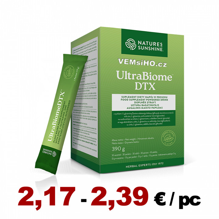 Nature's Sunshine UltraBiome DTX | PATENTOVANÁ SMĚS VLÁKNINY, OVOCE, ZELENINY | 30 sáčků po 13 g ❤ VEMsiHO.cz ❤ 100% Přírodní doplňky stravy, kosmetika, esenciální oleje