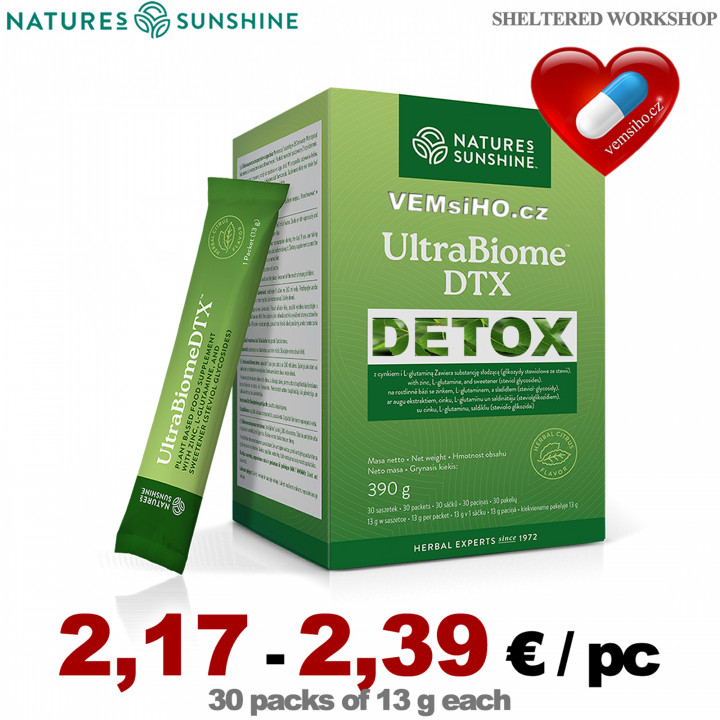 Nature's Sunshine UltraBiome DTX | PATENTOVANÁ ZMES VLÁKNINY, OVOCIE, ZELENINY | 30 sáčkov po 13 g ❤ VEMsiHO.cz ❤ 100% Prírodné doplnky stravy, kozmetika, esenciálne oleje