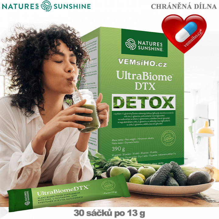 Nature's Sunshine UltraBiome DTX | PATENTOVANÁ SMĚS VLÁKNINY, OVOCE, ZELENINY | 30 sáčků po 13 g ❤ VEMsiHO.cz ❤ 100% Přírodní doplňky stravy, kosmetika, esenciální oleje