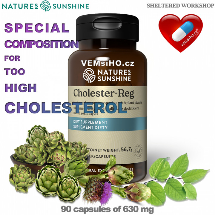 Nature's Sunshine Cholester-Reg | NATURAL ANTIOXIDANT | 90 capsules of 630 mg ❤ VEMsiHO.cz ❤ 100% Natural food supplements, cosmetics, essential oils