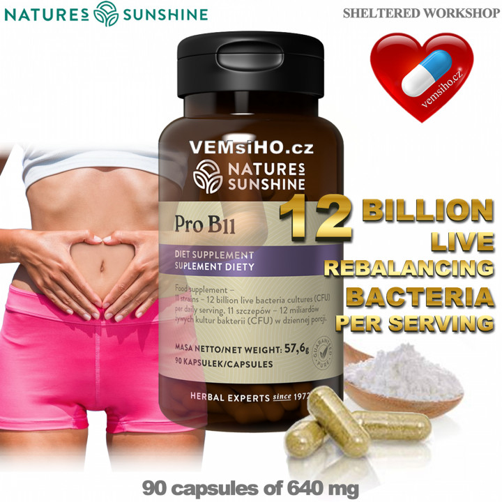 Nature's Sunshine Pro B11 | ZDRAVÁ STŘEVA | 90 kapslí po 640 mg ❤ VEMsiHO.cz ❤ 100% Přírodní doplňky stravy, kosmetika, esenciální oleje