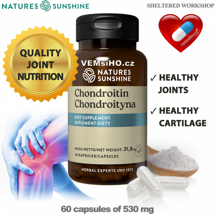 Nature's Sunshine Chondroitin | QUALITY JOINT NUTRITION | 60 capsules of 530 mg ❤ VEMsiHO.cz ❤ 100% Natural food supplements, cosmetics, essential oils