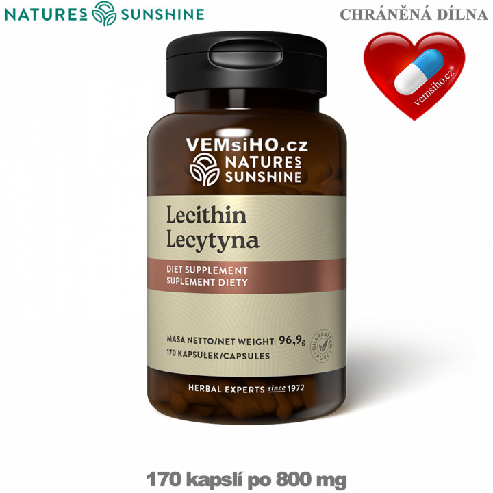 Nature's Sunshine LECITHIN | Soy Lecithin | NERVOUS SYSTEM SUPPORT | 170 capsules of 800 mg ❤ VEMsiHO.cz ❤ 100% Natural food supplements, cosmetics, essential oils