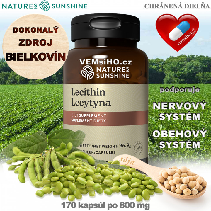 Nature's Sunshine LECITHIN | Soy Lecithin | NERVOUS SYSTEM SUPPORT | 170 capsules of 800 mg ❤ VEMsiHO.cz ❤ 100% Natural food supplements, cosmetics, essential oils