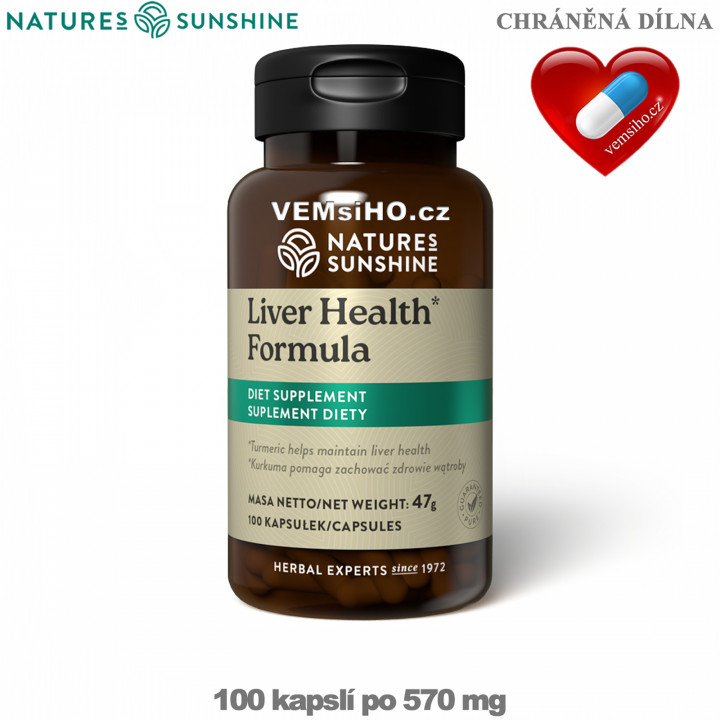 Nature's Sunshine Liver Health Formula | ZDRAVÁ JÁTRA | 100 kapslí po 570 mg ❤ VEMsiHO.cz ❤ 100% Přírodní doplňky stravy, kosmetika, esenciální oleje