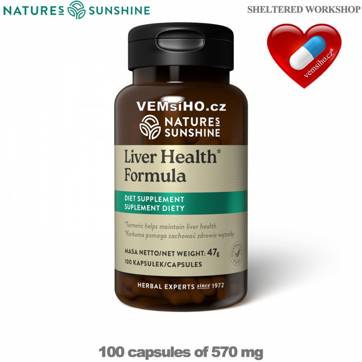 Nature's Sunshine Liver Health Formula | ZDRAVÁ JÁTRA | 100 kapslí po 570 mg ❤ VEMsiHO.cz ❤ 100% Přírodní doplňky stravy, kosmetika, esenciální oleje