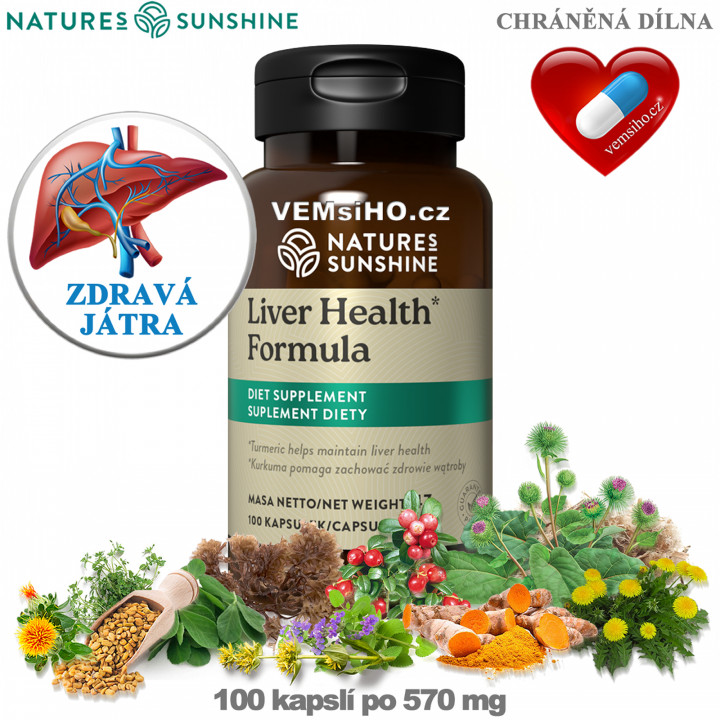 Nature's Sunshine Liver Health Formula | ZDRAVÁ JÁTRA | 100 kapslí po 570 mg ❤ VEMsiHO.cz ❤ 100% Přírodní doplňky stravy, kosmetika, esenciální oleje