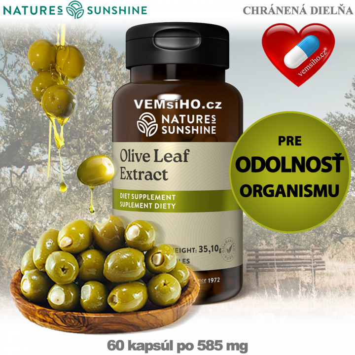 Nature's SunshineOLIVE LEAF EXTRACT | Olea europaea | RESISTANCE OF THE ORGANISM | 60 capsules of 585 mg ❤ VEMsiHO.cz ❤ 100% Natural food supplements, cosmetics, essential oils