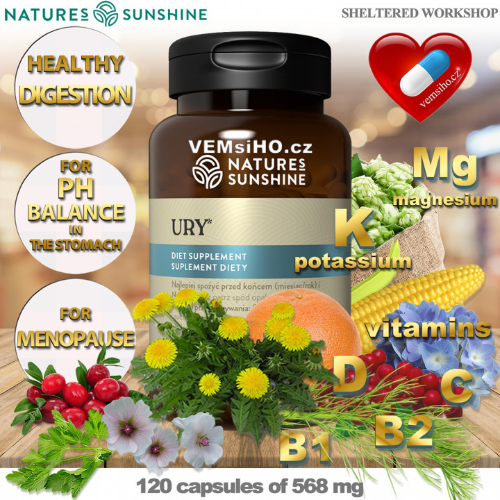 Nature's Sunshine Ury | SUPPORT OF THE KIDNEYS, URINARY TRACT | 120 capsules of 568 mg ❤ VEMsiHO.cz ❤ 100% Natural food supplements, cosmetics, essential oils