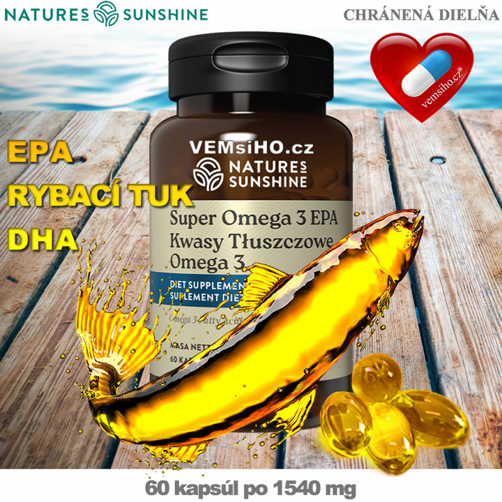 Nature's Sunshine Super Omega 3 EPA | ZDROJ MASTNÝCH KYSELIN EPA, DHA | 60 kapslí po 1540 mg ❤ VEMsiHO.cz ❤ 100% Přírodní doplňky stravy, kosmetika, esenciální oleje