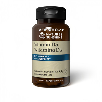 Nature's Sunshine Vitamin D3 | IN THE LACK OF SUNSHINE | 60 tablets of 665 mg ❤ VEMsiHO.cz ❤ 100% Natural food supplements, cosmetics, essential oils