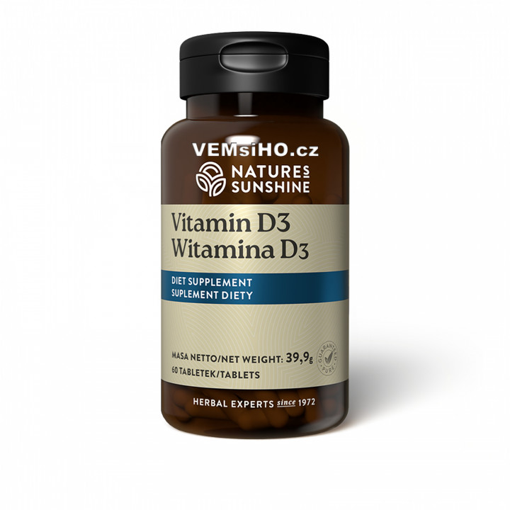 Nature's Sunshine Vitamin D3 | IN THE LACK OF SUNSHINE | 60 tablets of 665 mg ❤ VEMsiHO.cz ❤ 100% Natural food supplements, cosmetics, essential oils