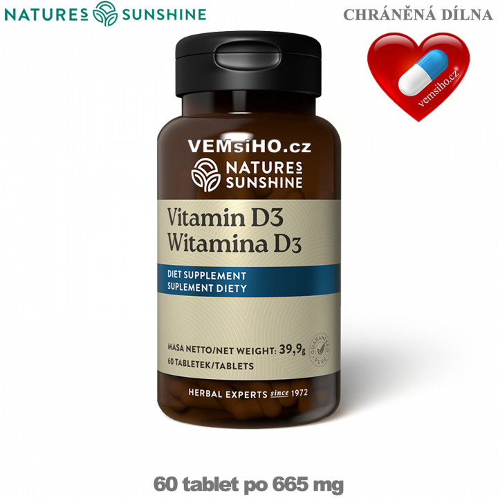 Nature's Sunshine Vitamin D3 | IN THE LACK OF SUNSHINE | 60 tablets of 665 mg ❤ VEMsiHO.cz ❤ 100% Natural food supplements, cosmetics, essential oils