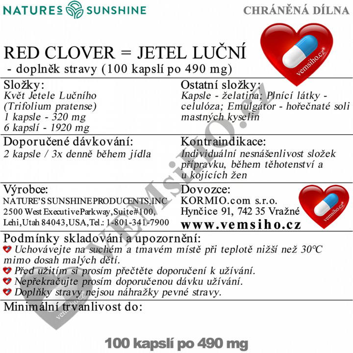 NSP RED CLOVER | Jetel luční | NA MENOPAUZU | AKCE: SLEVA