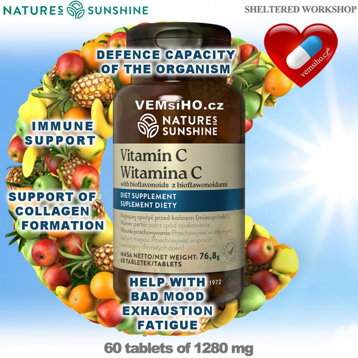 Nature's Sunshine Vitamín C bioflavonoidy | OBRANYSCHOPNOST ORGANISMU | 60 tablet po 1280 mg ❤ VEMsiHO.cz ❤ 100% Přírodní doplňky stravy, kosmetika, esenciální oleje