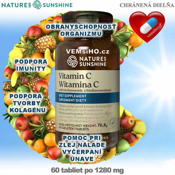 Nature's Sunshine Vitamín C bioflavonoidy | OBRANYSCHOPNOST ORGANISMU | 60 tablet po 1280 mg ❤ VEMsiHO.cz ❤ 100% Přírodní doplňky stravy, kosmetika, esenciální oleje