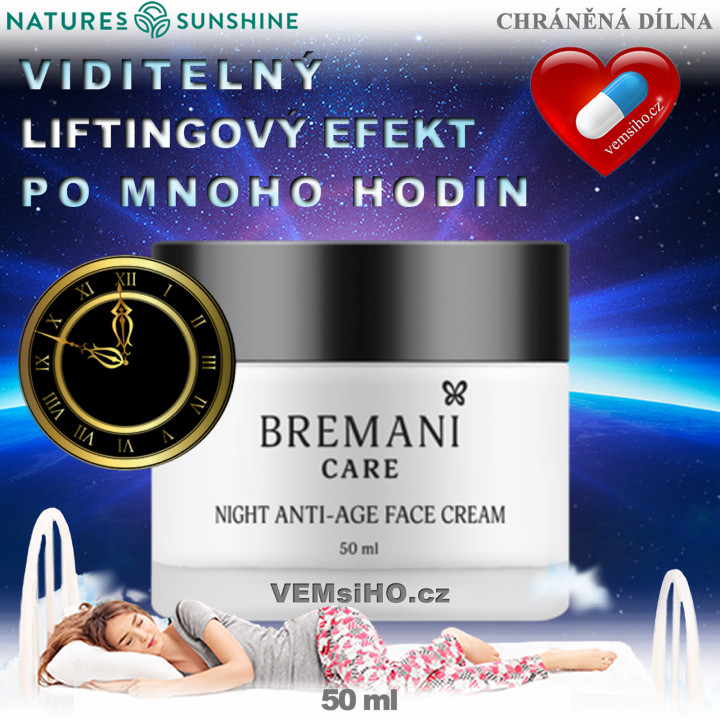 BREMANI CARE Intenzívny nočný krém na tvár proti vráskam 40+ | 50 ml ❤ VEMsiHO.cz ❤ 100% Prírodné doplnky stravy, kozmetika, esenciálne oleje