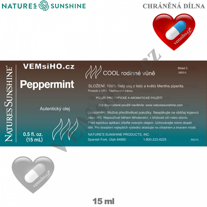 Nature's Sunshine Essential Oil | Peppermint | Mentha piperita | 15 ml ❤ VEMsiHO.cz ❤ 100% Natural food supplements, cosmetics, essential oils