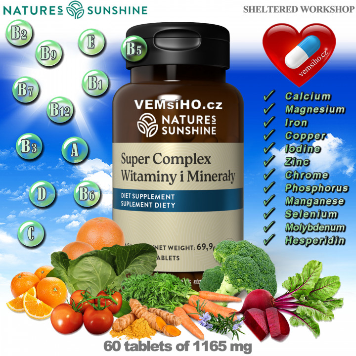 Nature's Sunshine Vitamíny a Minerály Super Complex | PATENTOVANÁ SMĚS | 60 tablet po 1165 mg ❤ VEMsiHO.cz ❤ 100% Přírodní doplňky stravy, kosmetika, esenciální oleje