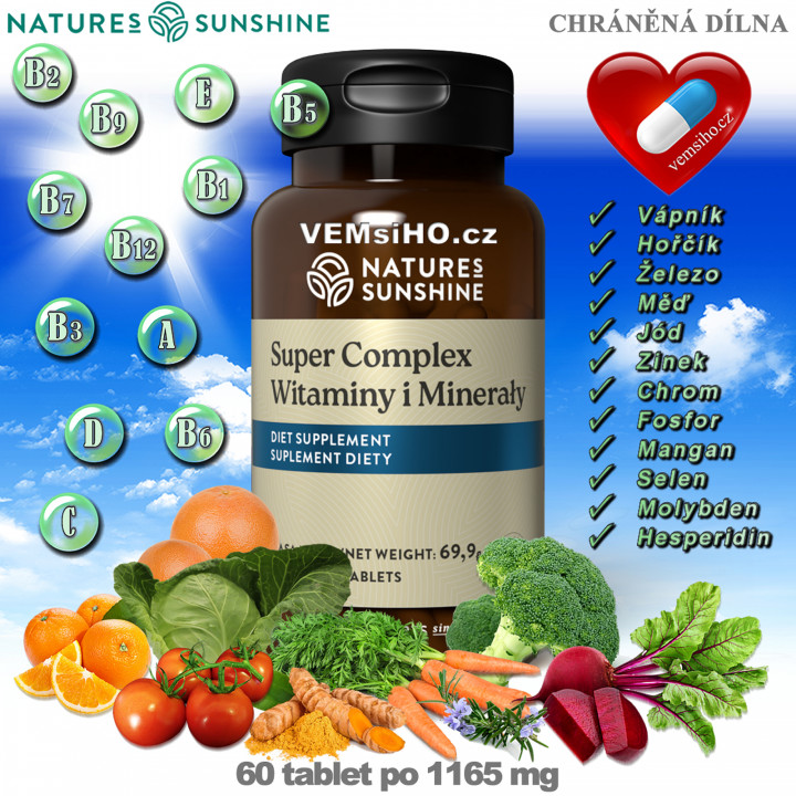 Nature's Sunshine Vitamíny a Minerály Super Complex | PATENTOVANÁ SMĚS | 60 tablet po 1165 mg ❤ VEMsiHO.cz ❤ 100% Přírodní doplňky stravy, kosmetika, esenciální oleje