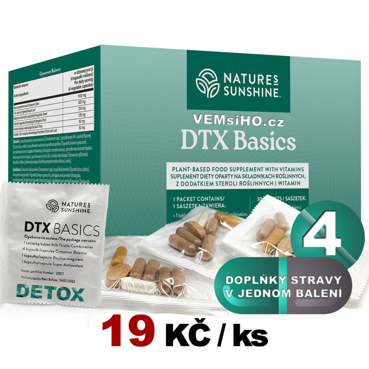 Nature's Sunshine DTX Basics | JEDINEČNÁ KOMBINÁCIA BYLÍN, VITAMÍNOV, PROBIOTIK | 30 sáčkov po 4 g ❤ VEMsiHO.cz ❤ 100% Prírodné doplnky stravy, kozmetika, esenciálne oleje