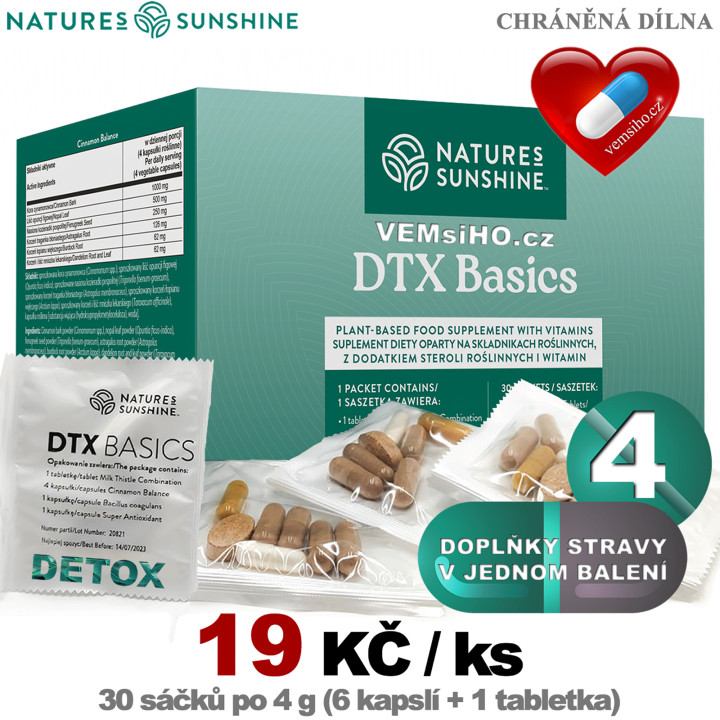 Nature's Sunshine DTX Basics | JEDINEČNÁ KOMBINACE BYLIN, VITAMÍNŮ, PROBIOTIK | 30 sáčků po 4 g ❤ VEMsiHO.cz ❤ 100% Přírodní doplňky stravy, kosmetika, esenciální oleje