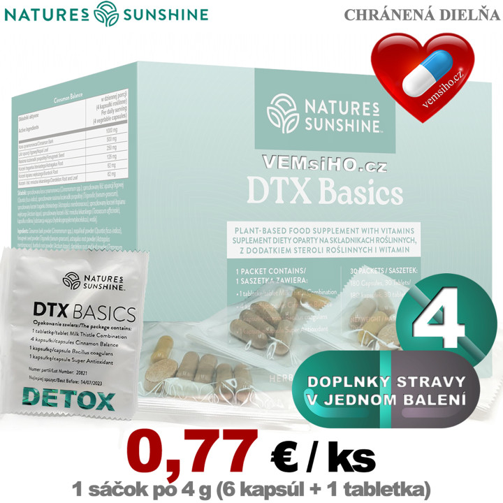 Nature's Sunshine DTX Basics | DETOX | 1 pack of 4 g (6 capsules + 1 tablet) ❤ VEMsiHO.cz ❤ 100% Natural food supplements, cosmetics, essential oils