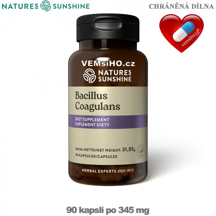 Nature's Sunshine Bacillus Coagulans | HEALTHY DIGESTIVE TRACT | 90 capsules of 345 mg ❤ VEMsiHO.cz ❤ 100% Natural food supplements, cosmetics, essential oils