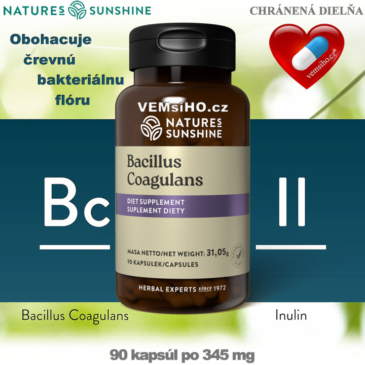 Nature's Sunshine Bacillus Coagulans | HEALTHY DIGESTIVE TRACT | 90 capsules of 345 mg ❤ VEMsiHO.cz ❤ 100% Natural food supplements, cosmetics, essential oils