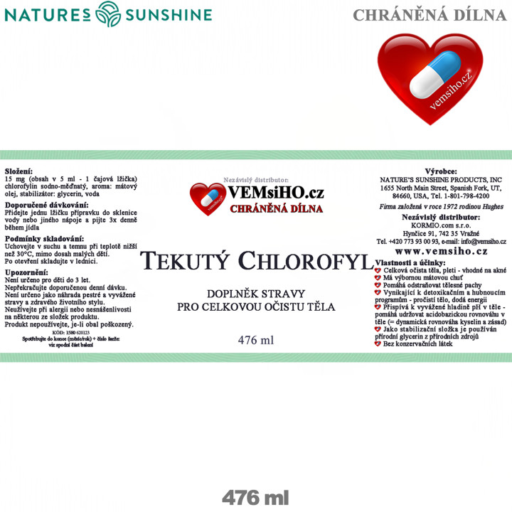 Nature's Sunshine LIQUID CHLOROPHYLL | DETOX | TOTAL BODY CLEANSING | 476 ml ❤ VEMsiHO.cz ❤ 100% Natural food supplements, cosmetics, essential oils