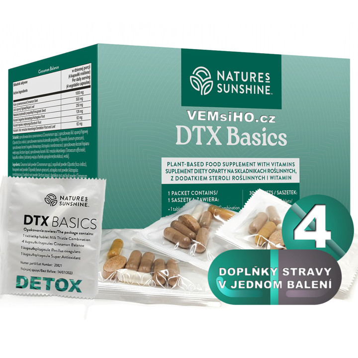 Nature's Sunshine DTX Basics | JEDINEČNÁ KOMBINACE BYLIN, VITAMÍNŮ, PROBIOTIK | 30 sáčků po 4 g ❤ VEMsiHO.cz ❤ 100% Přírodní doplňky stravy, kosmetika, esenciální oleje