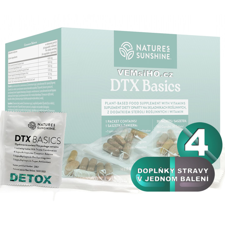 Nature's Sunshine DTX Basics | DETOX | 1 sáčok po 4 g (6 kapsúl + 1 tabletka) ❤ VEMsiHO.cz ❤ 100% Prírodné doplnky stravy, kozmetika, esenciálne oleje