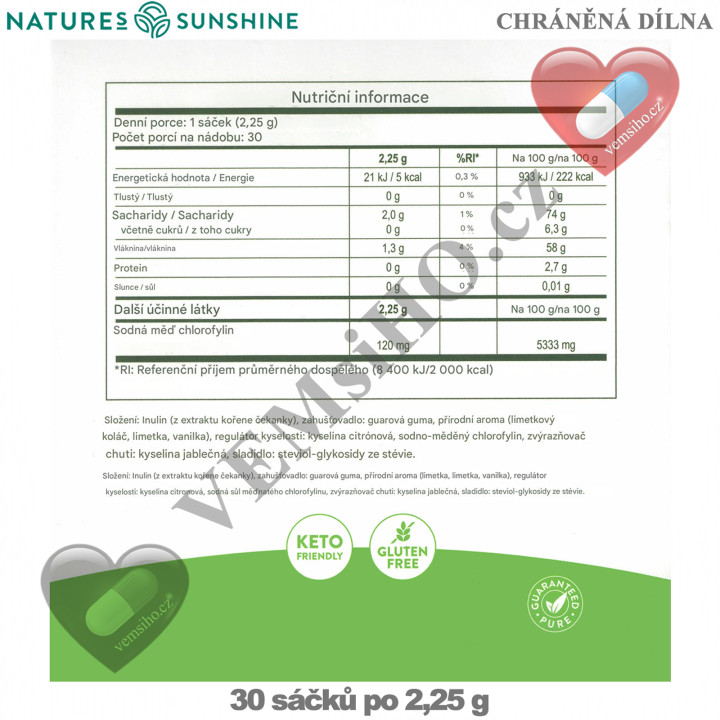 Nature's Sunshine CHLOROPHYLL | Chlorofyl | VYLEPŠENÝ KAŽDODENNÍ DETOX | 30 sáčků po 2,25 g ❤ VEMsiHO.cz ❤ 100% Přírodní doplňky stravy, kosmetika, esenciální oleje