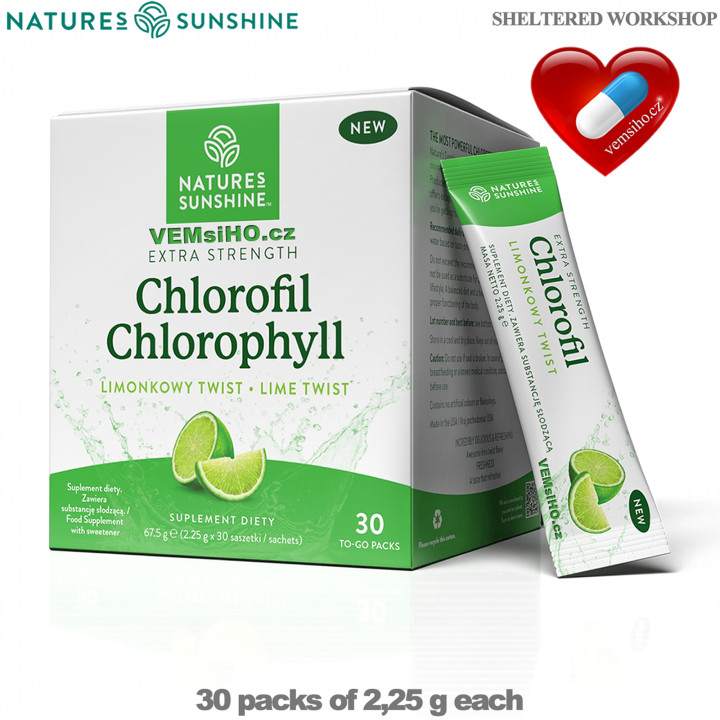 Nature's Sunshine CHLOROPHYLL | Chlorofyl | VYLEPŠENÝ KAŽDODENNÍ DETOX | 30 sáčků po 2,25 g ❤ VEMsiHO.cz ❤ 100% Přírodní doplňky stravy, kosmetika, esenciální oleje