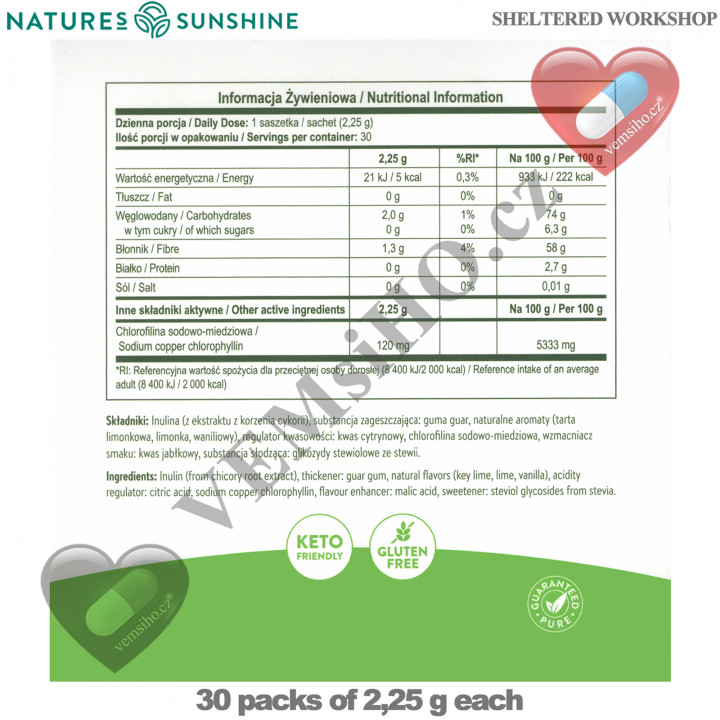 Nature's Sunshine CHLOROPHYLL | Chlorofyl | VYLEPŠENÝ KAŽDODENNÍ DETOX | 30 sáčků po 2,25 g ❤ VEMsiHO.cz ❤ 100% Přírodní doplňky stravy, kosmetika, esenciální oleje