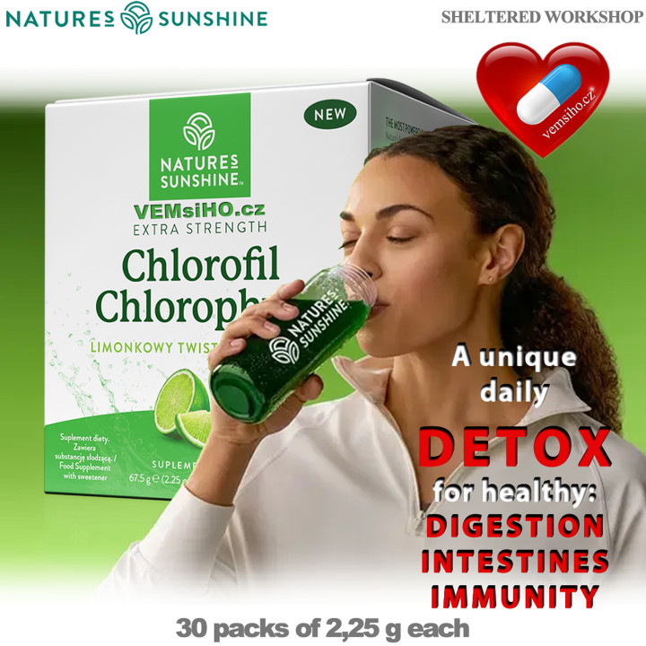 Nature's Sunshine CHLOROPHYLL | Chlorofyl | VYLEPŠENÝ KAŽDODENNÍ DETOX | 30 sáčků po 2,25 g ❤ VEMsiHO.cz ❤ 100% Přírodní doplňky stravy, kosmetika, esenciální oleje