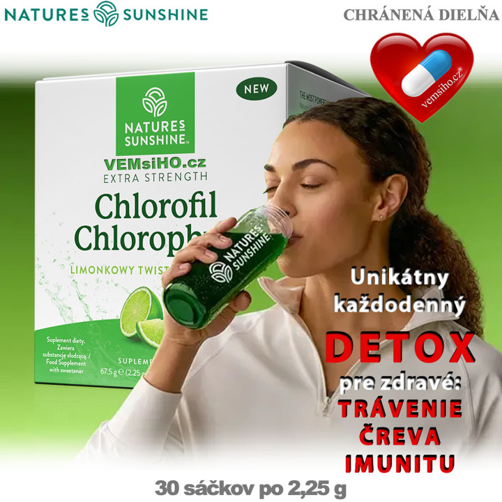 Nature's Sunshine CHLOROPHYLL | Chlorofyl | VYLEPŠENÝ KAŽDODENNÍ DETOX | 30 sáčků po 2,25 g ❤ VEMsiHO.cz ❤ 100% Přírodní doplňky stravy, kosmetika, esenciální oleje
