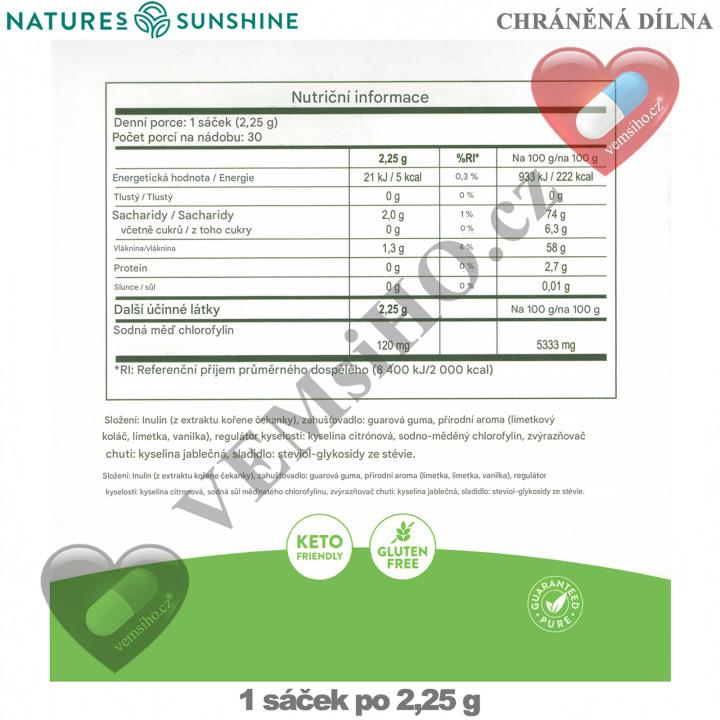 Nature's Sunshine Chlorophyll | NAJSILNEJŠÍ CHLOROFYL NA PLANÉTE | 1 sáčok po 2,25 g ❤ VEMsiHO.cz ❤ 100% Prírodné doplnky stravy, kozmetika, esenciálne oleje