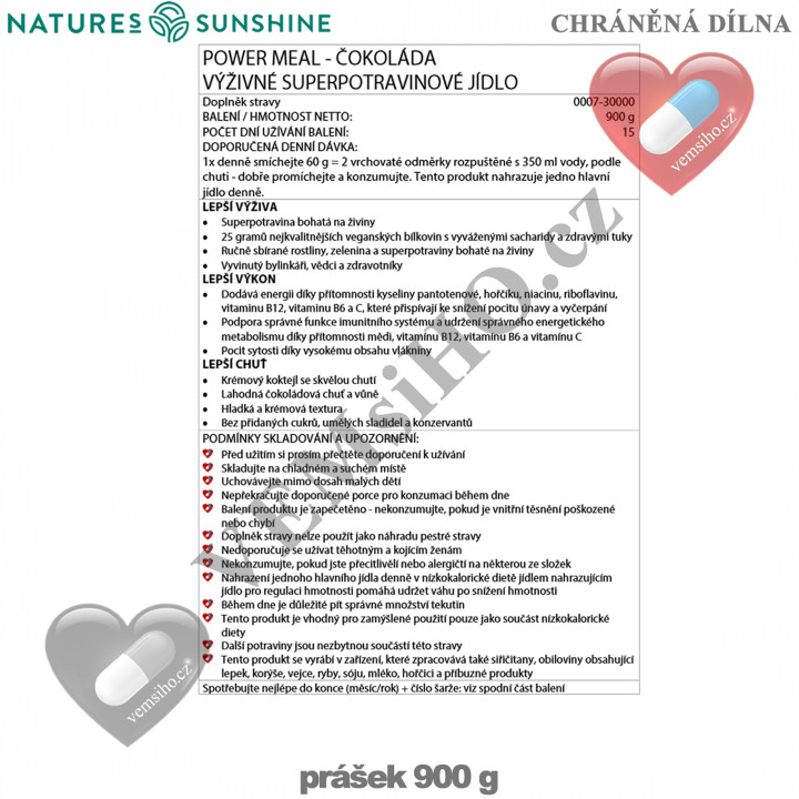 Nature's Sunshine Power Meal | NUTRIENT-RICH SUPERFOOD MEAL | chocolate 900 g, vanilla 840 g ❤ VEMsiHO.cz ❤ 100% Natural food supplements, cosmetics, essential oils