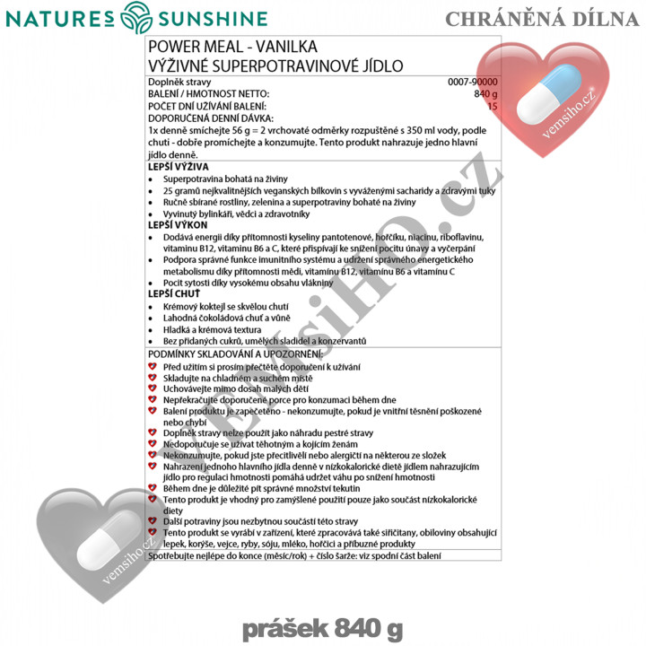 Nature's Sunshine Power Meal | VÝŽIVNÉ SUPERPOTRAVINOVÉ JEDLO | čokoláda 900 g, vanilka 840 g ❤ VEMsiHO.cz ❤ 100% Prírodné doplnky stravy, kozmetika, esenciálne oleje