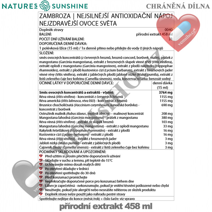 Nature's Sunshine Zambroza | THE MOST POWERFUL ANTIOXIDANT | 458 ml ❤ VEMsiHO.cz ❤ 100% Natural food supplements, cosmetics, essential oils
