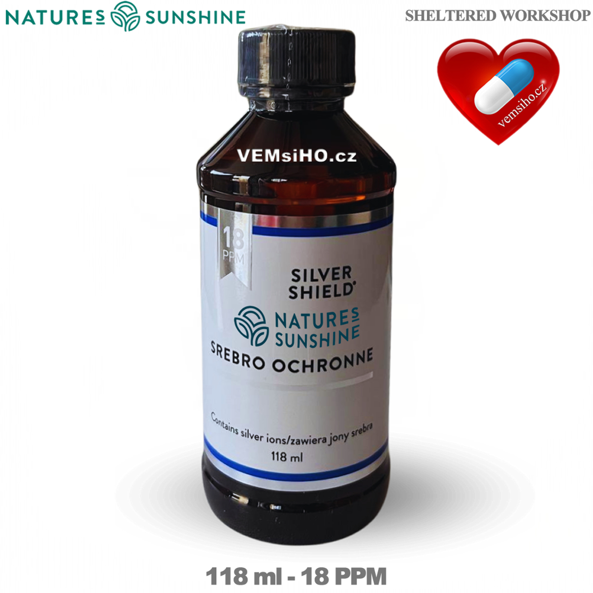 Nature's Sunshine SILVER SHIELD | Koloidní stříbro | PŘÍRODNÍ PODPORA IMUNITY | 118 ml - 18 PPM ❤ VEMsiHO.cz ❤ 100% Přírodní doplňky stravy, kosmetika, esenciální oleje