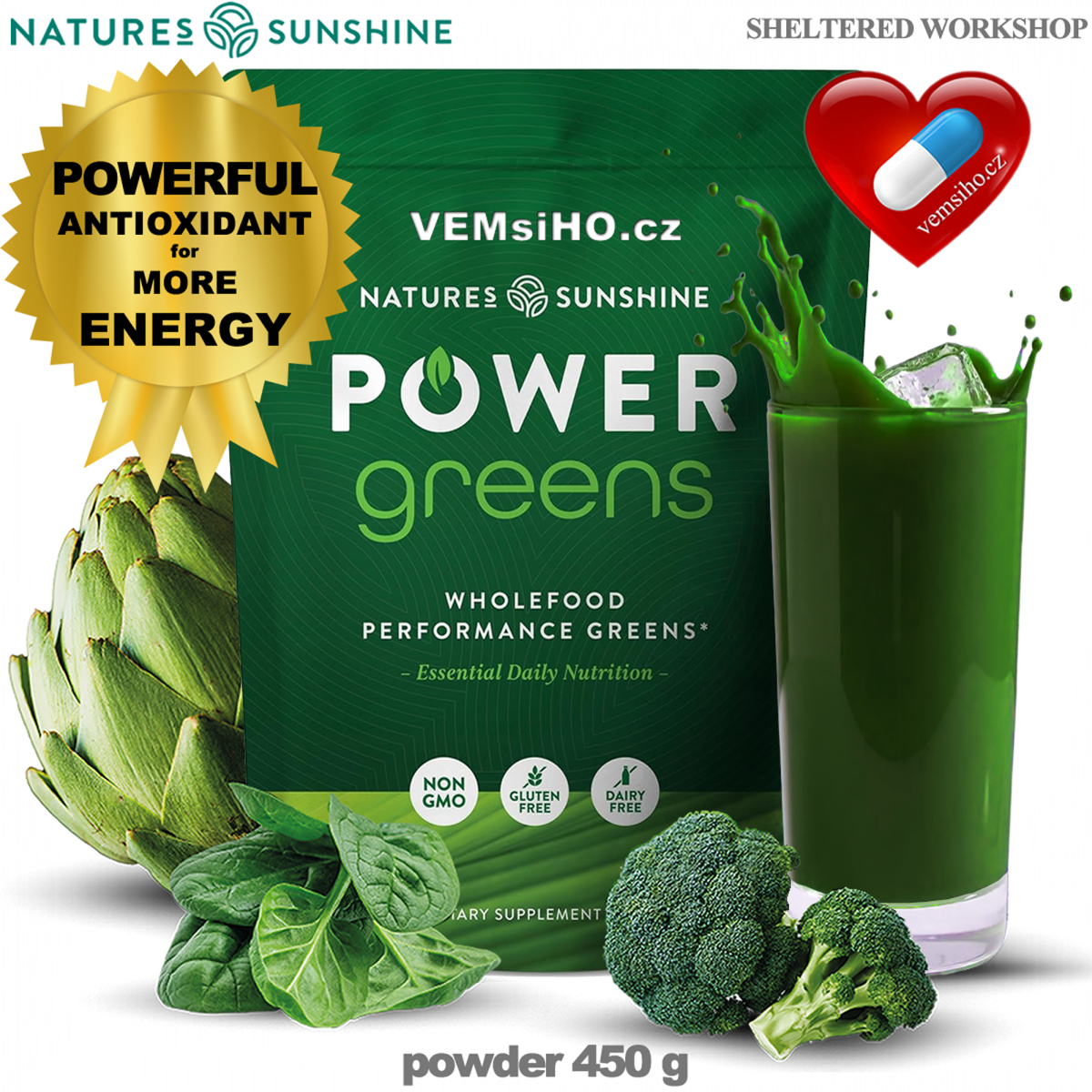 Nature's Sunshine Power Greens | ANTIOXIDANT, IMUNITA, ENERGIA | 450 g ❤ VEMsiHO.cz ❤ 100% Prírodné doplnky stravy, kozmetika, esenciálne oleje