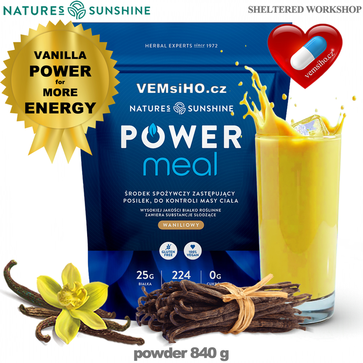 Nature's Sunshine Power Meal | VÝŽIVNÉ SUPERPOTRAVINOVÉ JEDLO | čokoláda 900 g, vanilka 840 g ❤ VEMsiHO.cz ❤ 100% Prírodné doplnky stravy, kozmetika, esenciálne oleje