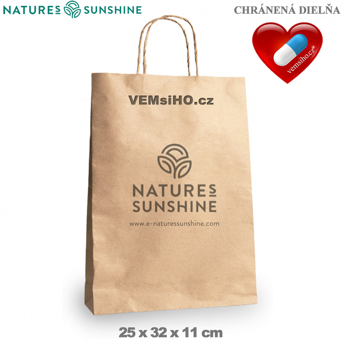 ❤️ Nature's Sunshine Paper bag with logo | light brown | 25 x 32 x 11 cm ❤️ VEMsiHO.cz ❤️ SHELTERED WORKSHOP ❤️ 100% Natural food supplements, cosmetics, essential oils Natures Sunshine ❤️