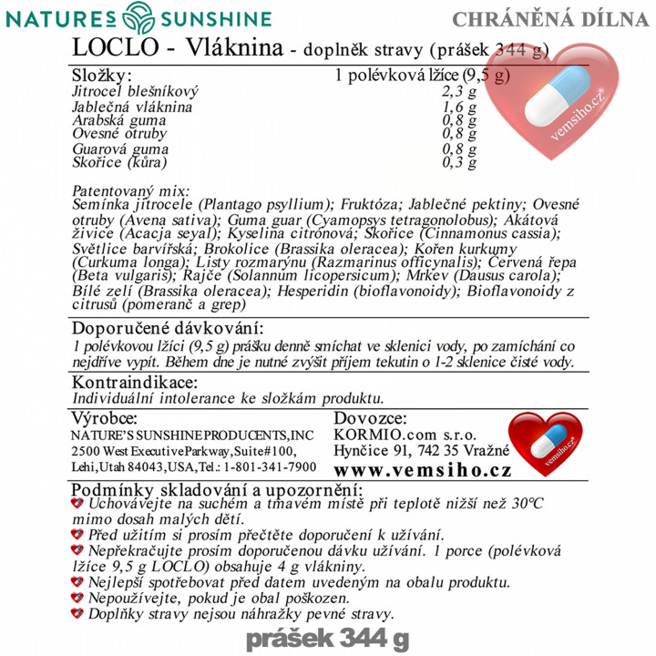 Nature's Sunshine Loclo | FIBER | 344 g ❤ VEMsiHO.cz ❤ 100% Natural food supplements, cosmetics, essential oils
