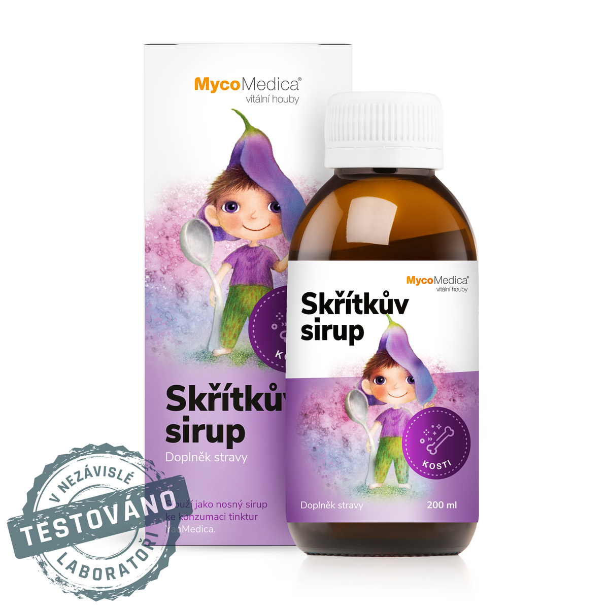 MycoMedica Škriatkov sirup | VITAMÍNY C, B6, B9, B12, K2, D3 | NOSNÝ SIRUP | 200 ml