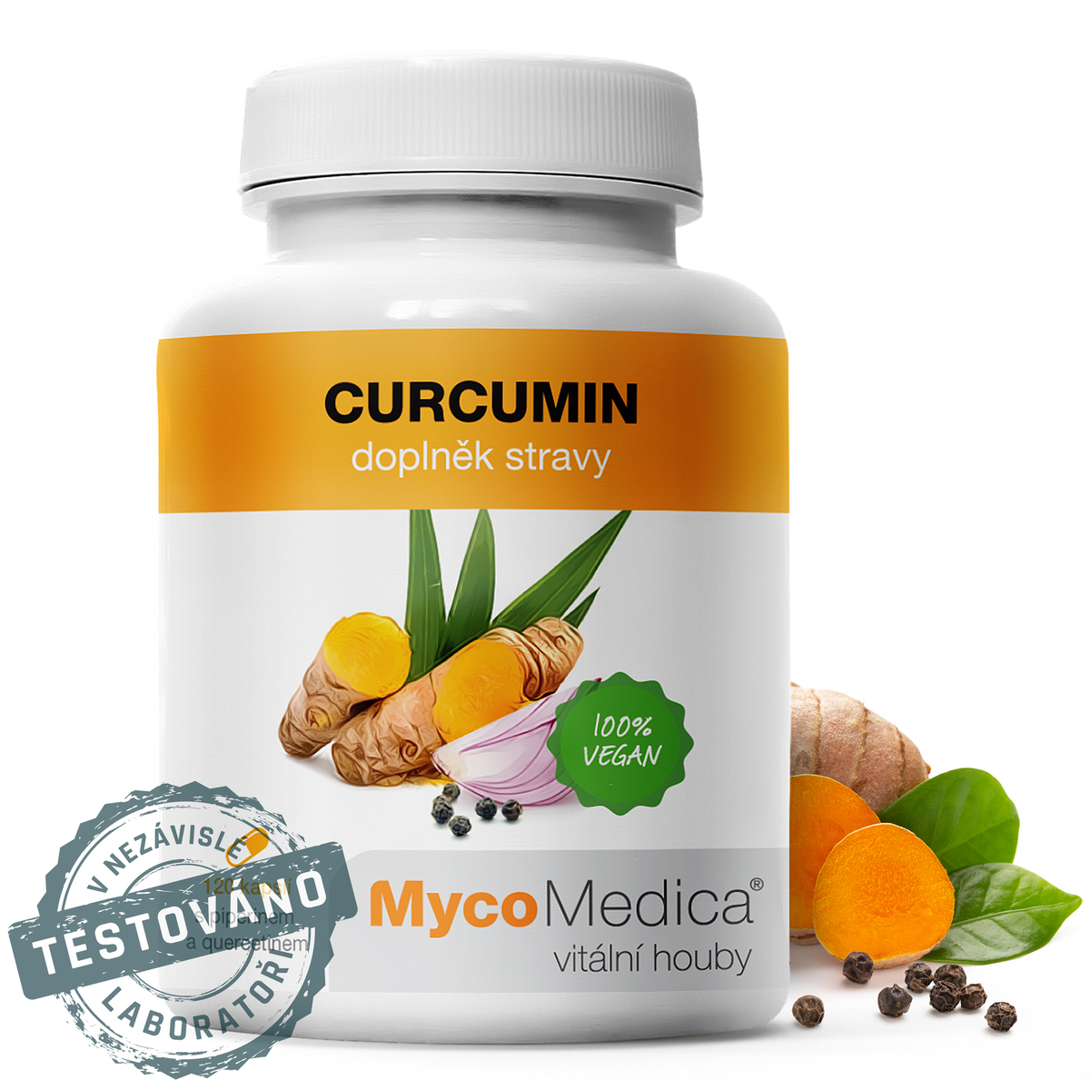 MycoMedica Curcumin | Kurkumin | ODVOD VLHKÉ HORKOSTI Z ORGANISMU | 90 kapslí